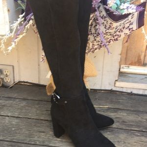 Jones New York Black Leather Suede Women's Knee High Boots Size 7